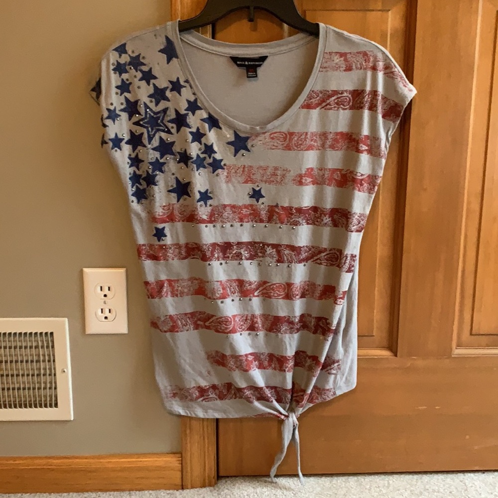 Rock & Republic American flag tee with tie front